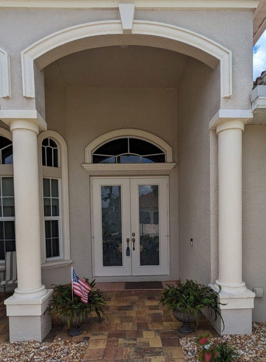Double Door Entry with Transom Window